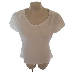 Sheer White Lightweight Short Sleeve Top bamboo S semi sheer breathable‎